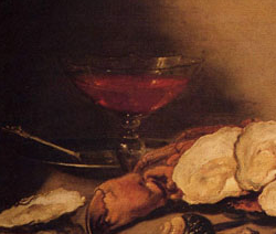 Drinkschaaltje, detail uit Stilleven met Krab en Oesters (Pieter Claesz)