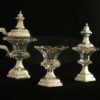 Zilveren Biedermeier set voor mosterd, peper en zout